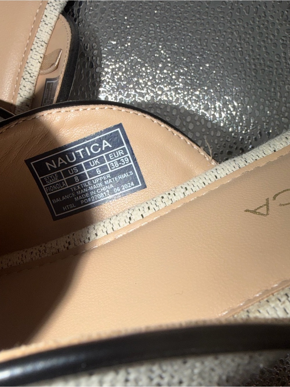Nautica Cream Slip-On Mules with Black Trim and Bow Accent - Picture 4 of 6